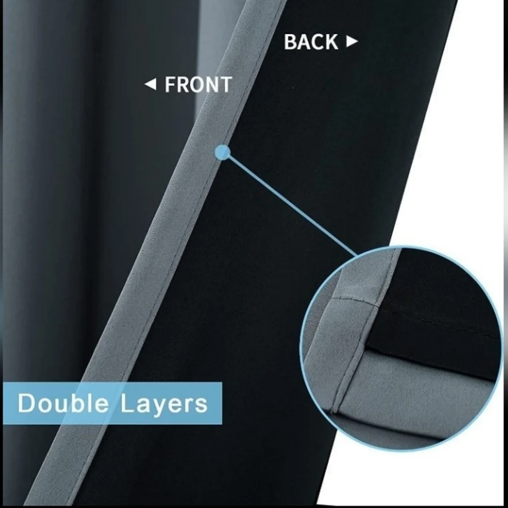 100% Blackout Curtains Thermal Insulation Lizabella Llight Grey 52in*84in
